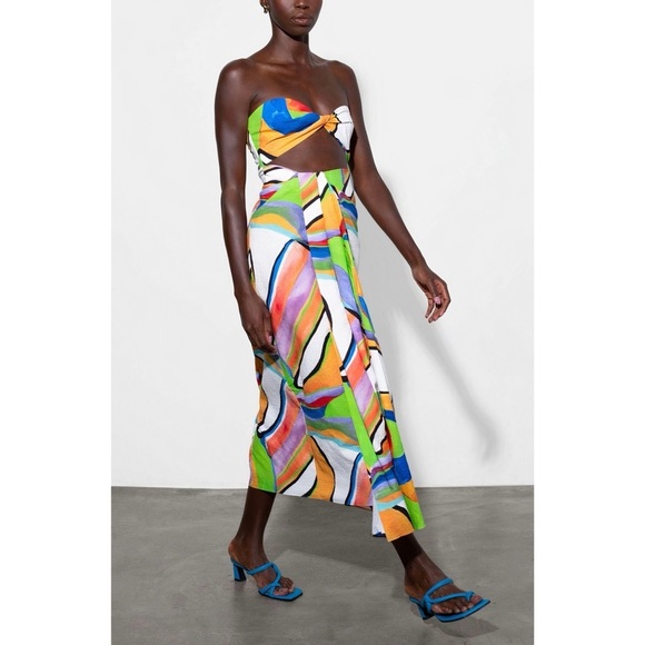NWT Mara Hoffman Midi Strapless Cutout Samara Printed Dress - Picture 3 of 8